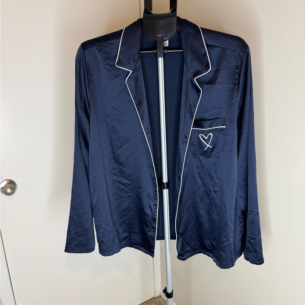 Victoria's Secret Navy Pajama Top with White Trim